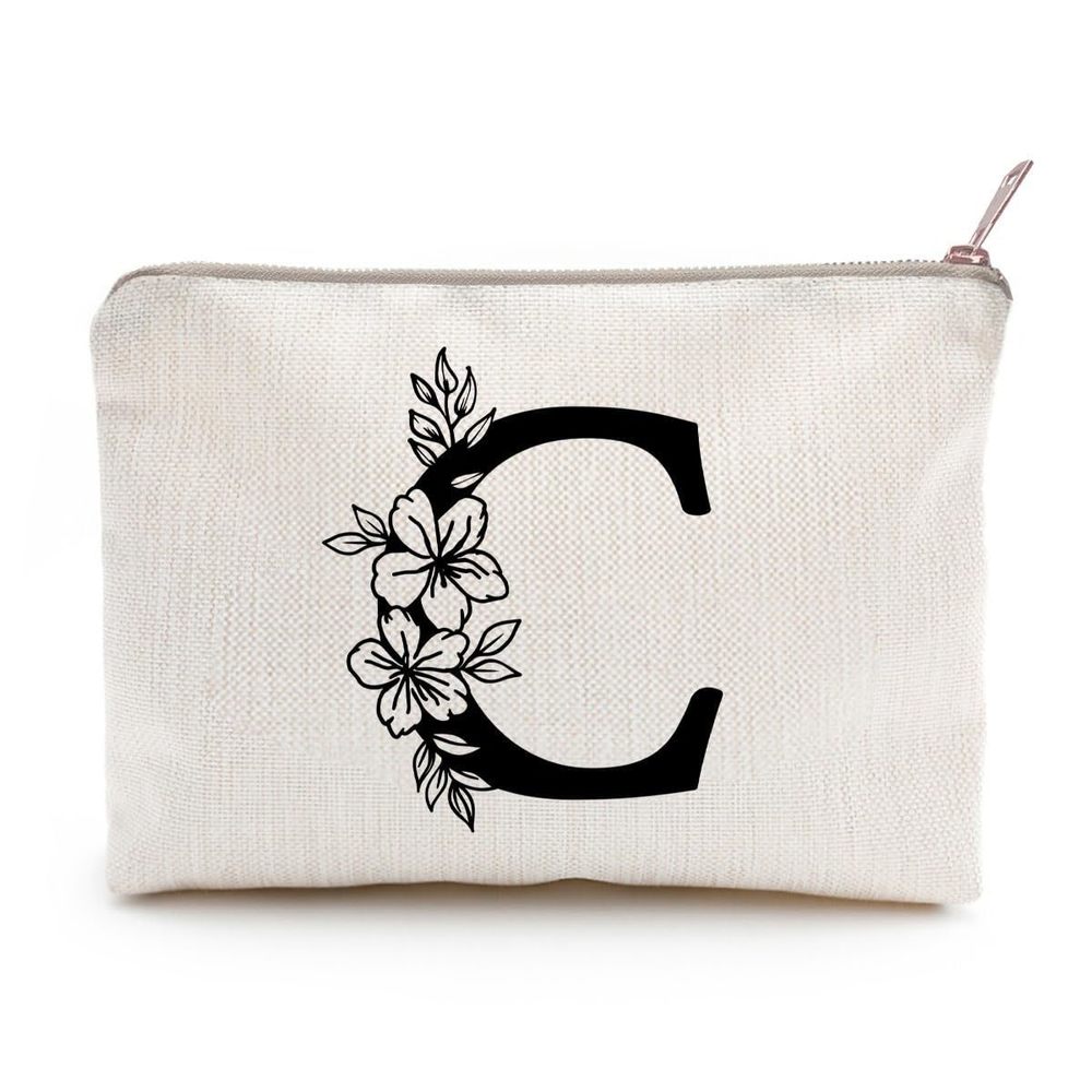 Monogram Toiletry Makeup Bag Personalized Travel Cosmetic Bag Floral Initial😋